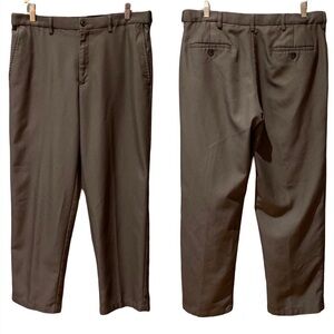 Haggar Premium Flat Front Classic Fit Brown Dress Pants Men’s W34 L30